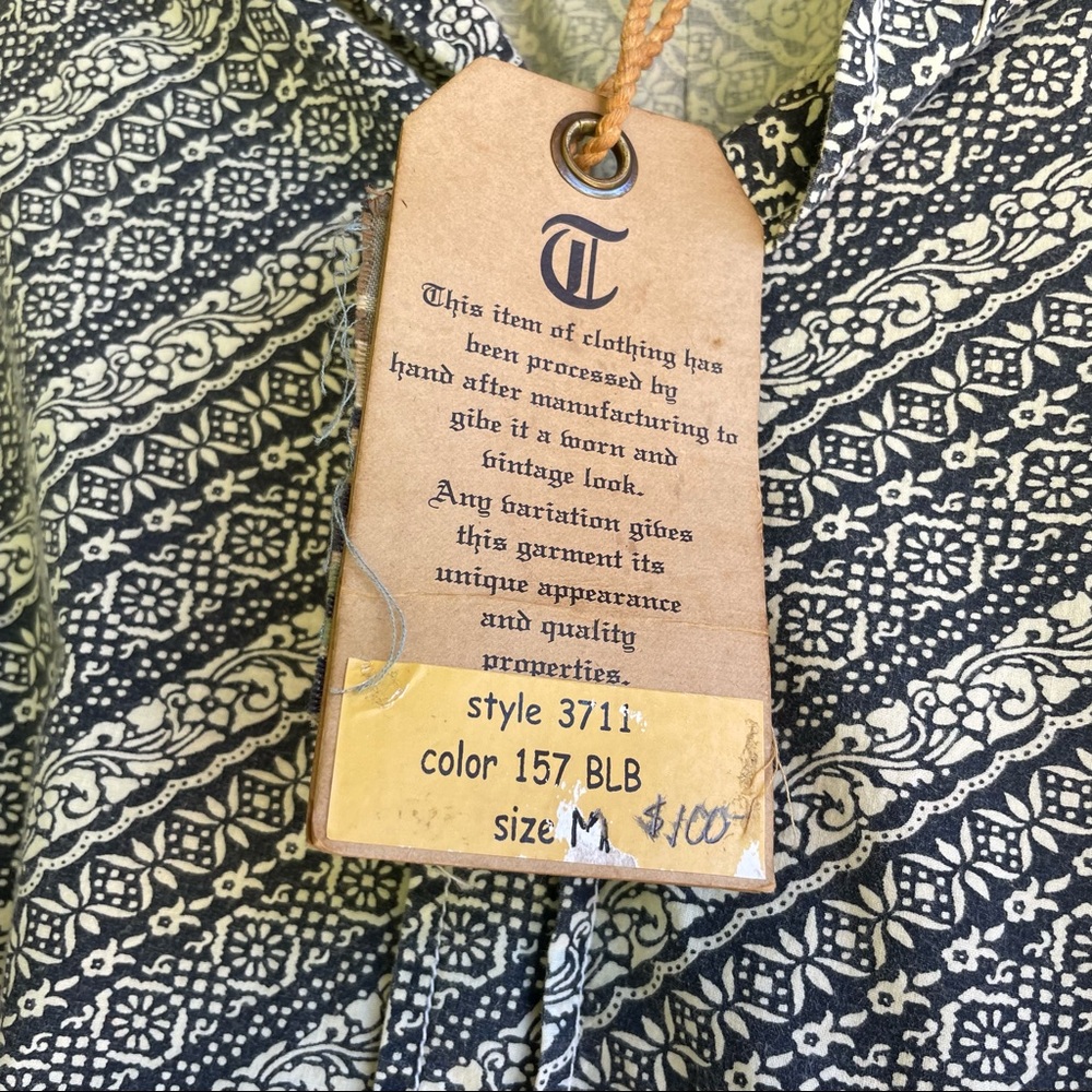Vintage Mens Long sleeve button up shirt by Tailor Vintage in Blue Texti… - Picture 5 of 7